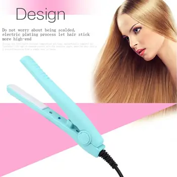 

Portable A mini Hair Iron Blue Corrugated Plate Electric Curling Iron Curler & Straightener Modelling tools