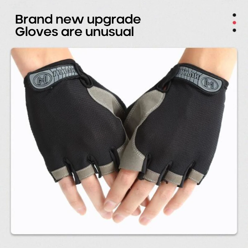 Half Finger Gloves Gym Fitness Anti-Slip Women Men Half Finger Summer Fishing Cycling Fingerless Gloves Female Bicycle Bike