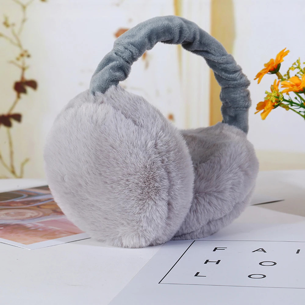 grey 1 шт. Модные женские меховые зимние ухо теплые наушники кошачьи уши наушники с блестками мягкие складные теплые повязки на голову - Цвет: grey