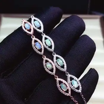 

100% ETHIOPIAN natural opal bracelet 925 silver 3x5mm