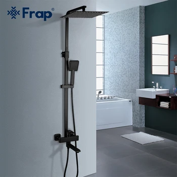 

Frap Black Bathroom Shower Faucets Set Bathtub Mixer Faucet Rainfall Shower Tap Bathroom Shower Head Exposed Shower Mixer Tap