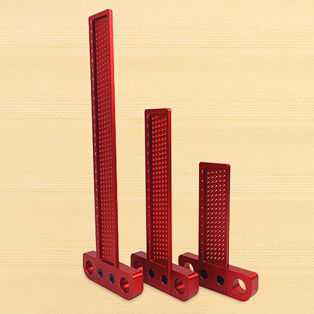 

Aluminum Alloy Wood Measure Ruler Woodworking Scribe T-Type Ruler Hole Scribing Wood Measure Ruler Gauge Measuring Tool