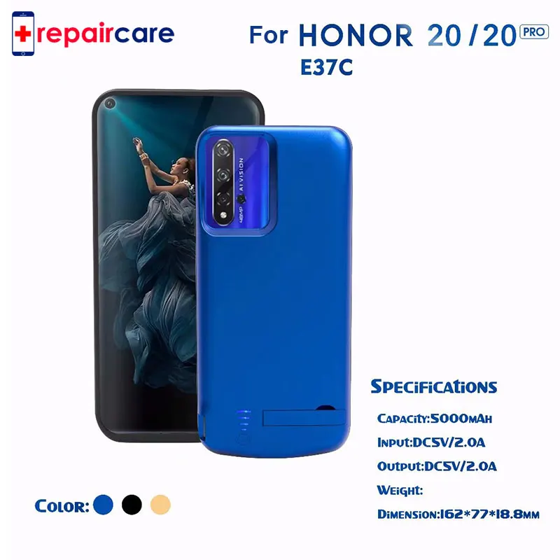 5000 мАч USB чехол для huawei Honor 20 20 Pro ударопрочный аккумулятор зарядное устройство чехол с источником питания резервного копирования зарядки Банк питания Капа