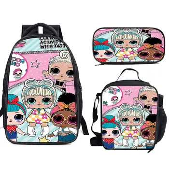 

3pcs/se LOL Dolls Backpack Children School Bags Game Kids Bag School Cute Knapsack Backpack Lol Toys Birthday Gift Wholesale