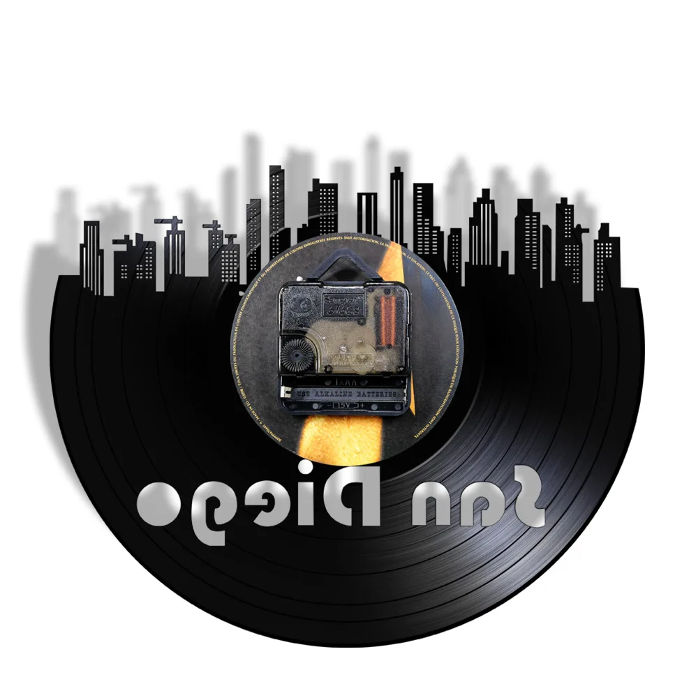 San Diego Cityscape 3D Wall Clock Skyline Vinyl Record Clock Handmade Retro Decorative Wall Clock Tourist Souvenir