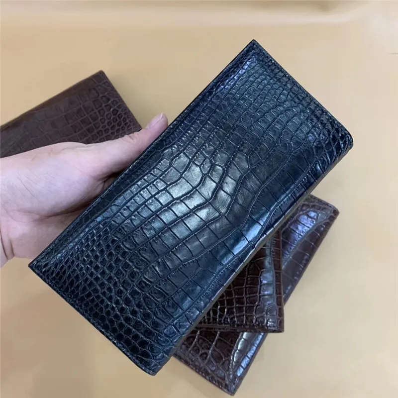Кошелек из натуральной кожи крокодила для деловых людей длинный двойной кошелек