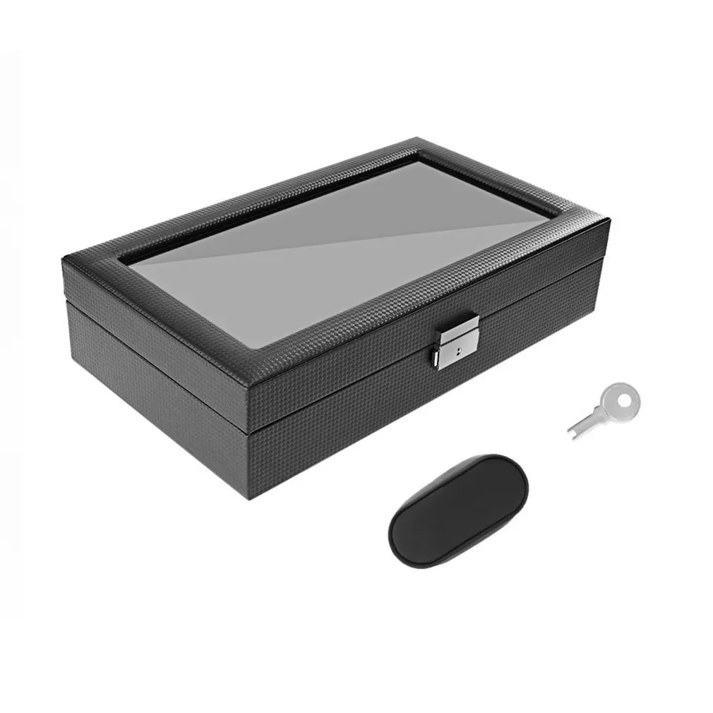 

12 Girds Leather/Carbon Fiber Luxury Watch Box Jewelry Storage Box Organizer for Rings Bracelet Display Holder Case