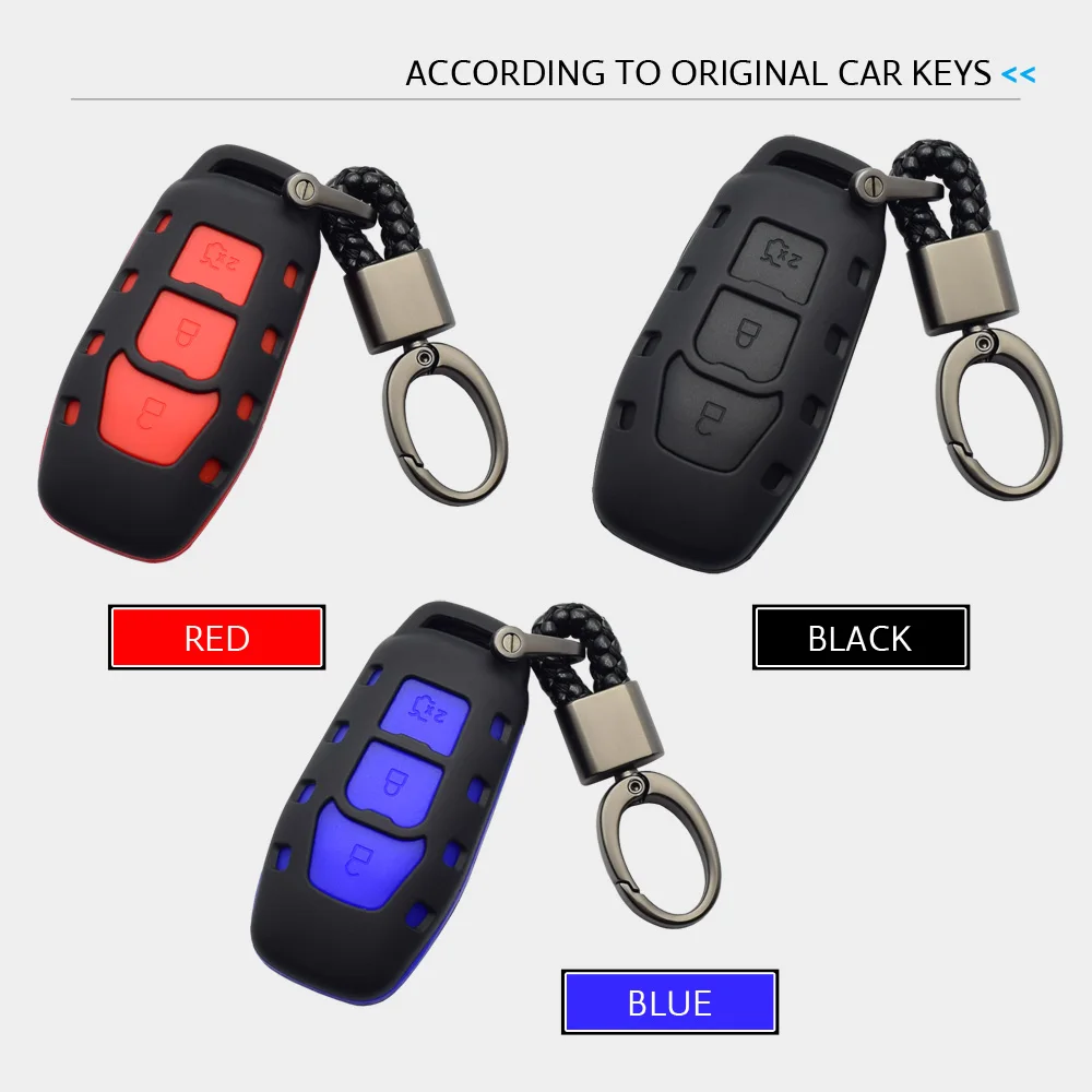 Чехол для ключей ATOBABI для Ford Everest Explorer Edge Focus Kuga 3 кнопки ABS+ Силиконовый комбинированный пульт дистанционного управления Fob чехол Аксессуары