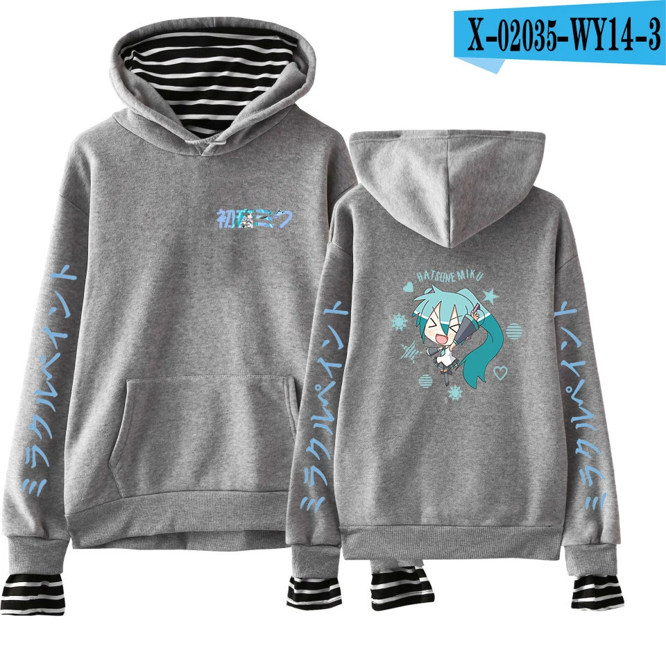 Hatsune Miku поддельные два предмета толстовка с капюшоном модные повседневные женские толстовки с капюшоном; сезон осень-зима эксклюзивная одежда в стиле хип-хоп 2XL - Цвет: 8