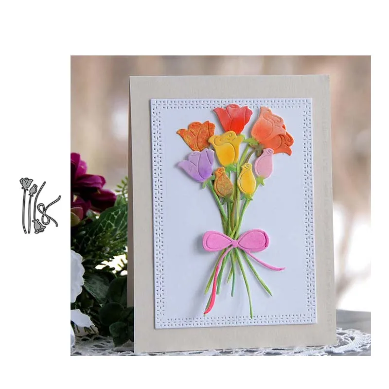 

JC Flower Tulip Bow Metal Cutting Dies for Scrapbooking 2020 Die Cut Paper Card Make Stencil Craft Mould Album Mold Decoration