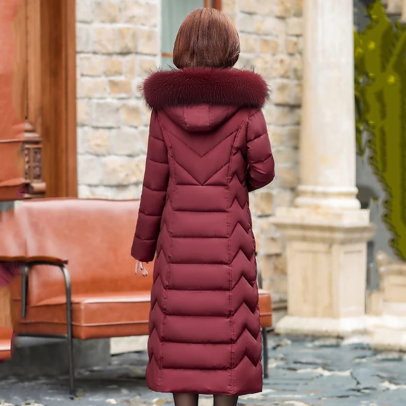 Размер XL-6XL, зимняя длинная куртка, парка, 2109, Женская парка среднего возраста, парка с капюшоном, с меховым воротником, с подкладкой, воротник-стойка