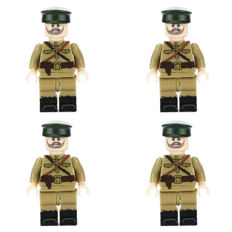 WW2 военная армия солдат фигурки строительные блоки Minifigs армейский солдатский шлем оружие шарф аксессуары Кирпичи игрушки для детей - Цвет: S5-4PCS