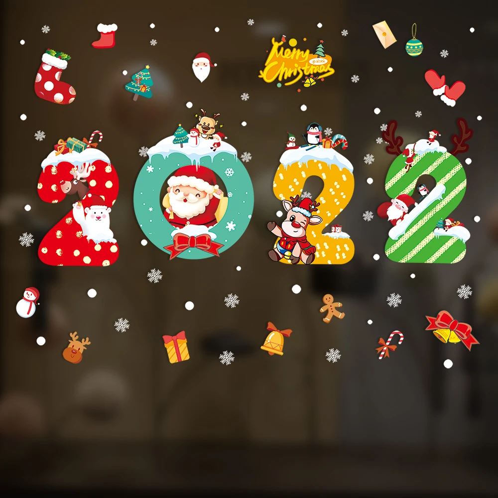 Nintendo Christmas Wallpaper 2022 2022 Christmas Wall Sticker Happy New Year Cartoon Snowflake Windows  Sticker Santa Claus Merry Christmas Decorations|Decorative Films| -  Aliexpress