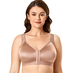 FAKUNTN Women's Wireless Posture Bra Back Support Front Closure Full Coverage Non Padded Big Size