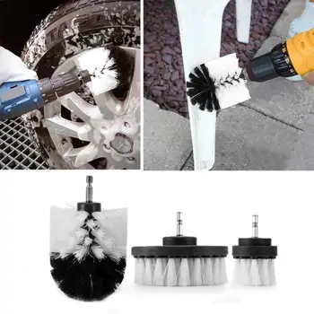 

3/4pcs Plastic Electric Drill Brushes Kit Durable Tile Grout Cleaner Kit Multi-purpose Glass Auto Shoes Cleaning Tool