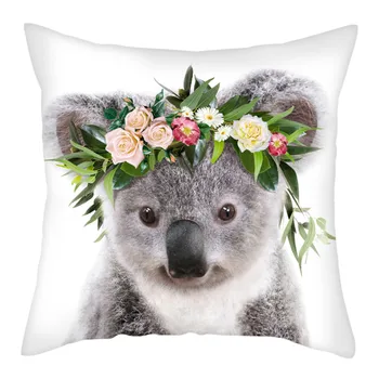 

Nanacoba Short plush Cushion Cover Cartoon Animal Koala Pillow Cover For Sofa Car Home Sofa Decorative Throw Pillowcase 45x45cm
