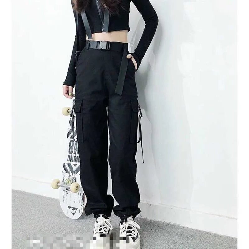 NiceMix женские армейские брюки-карго с высокой талией, камуфляжные Свободные Штаны для бега, женские хип-хоп шаровары, уличные брюки Харадзюку