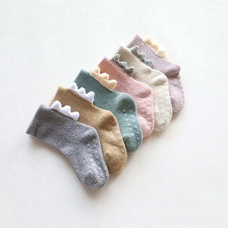 Newborn Baby Girl Socks Solid Print Sole Soft Sock Infant Toddler Anti-slip Floor Socks