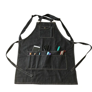 

Unisex Kitchen Chef Denim Apron Multi-pocket Tool Apron Cafe Hotel Chef Restaurant Uniform Bakery Accessories Work Clothes Men
