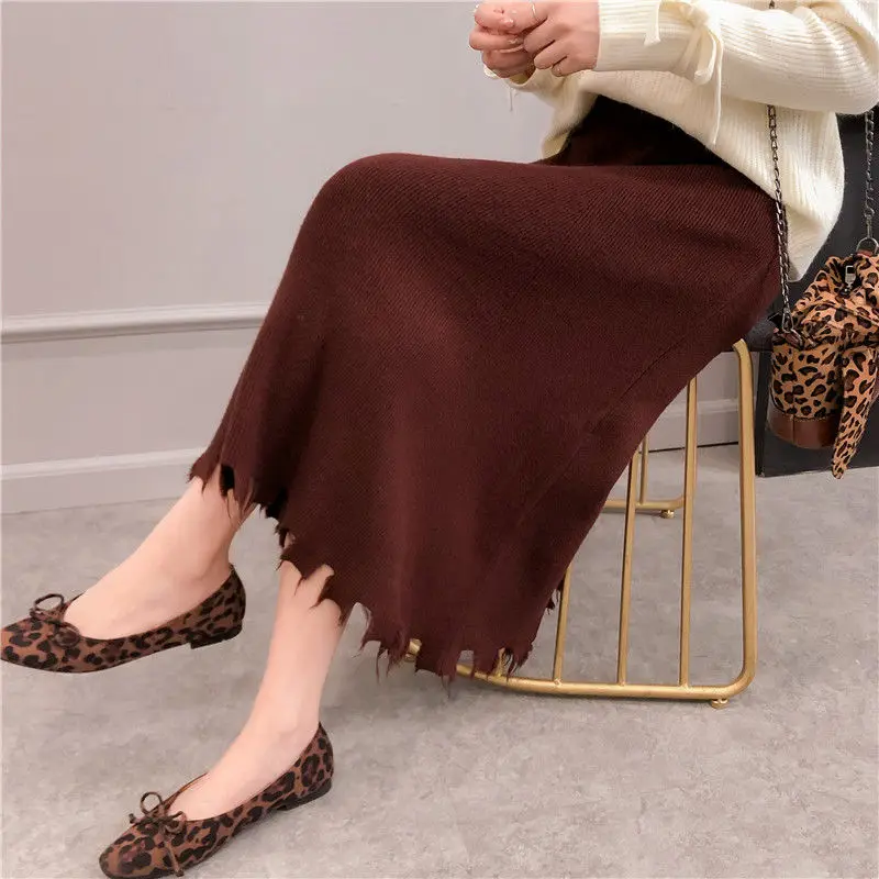 Трикотажная юбка шерстяная А-силуэта длинная Весенняя большая юбка-качели