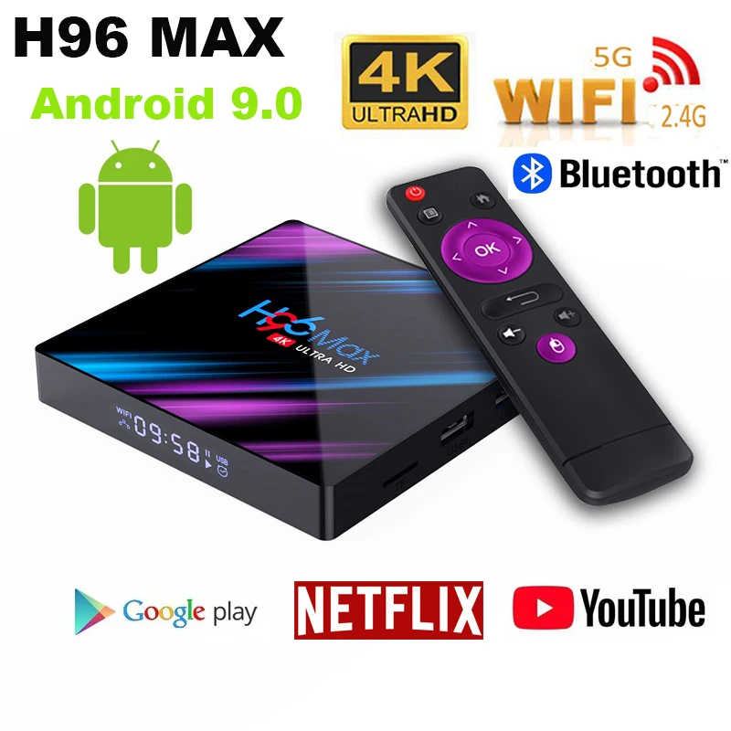 SZILBZ H96 Max RK3318 4 Гб 64 ГБ Android tv Box 9 0 Dual Wifi HDR K Smart с светодиодный экраном H96MAX