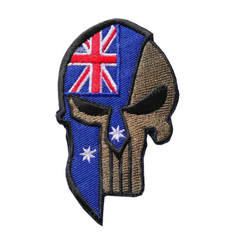 Australia Spartan Каратель Спартанский череп шлем Россия Американский Израиль Канада Испанский Великобритания Чешский Немецкий флаг патч тактический боевой дух нашивки значки - Цвет: Australia Spartan