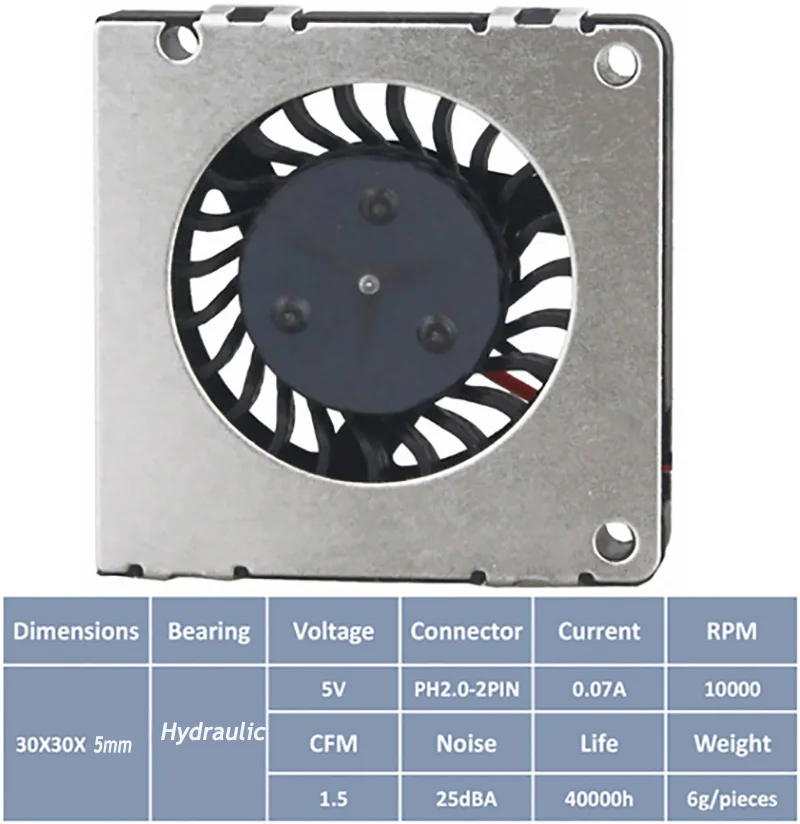 3004 30 мм вентилятор 5 В 2Pin гидравлический 30x30x5 мм 3 см вентилятор охлаждения постоянного тока для 3d принтера Мини проектор CoolerFan
