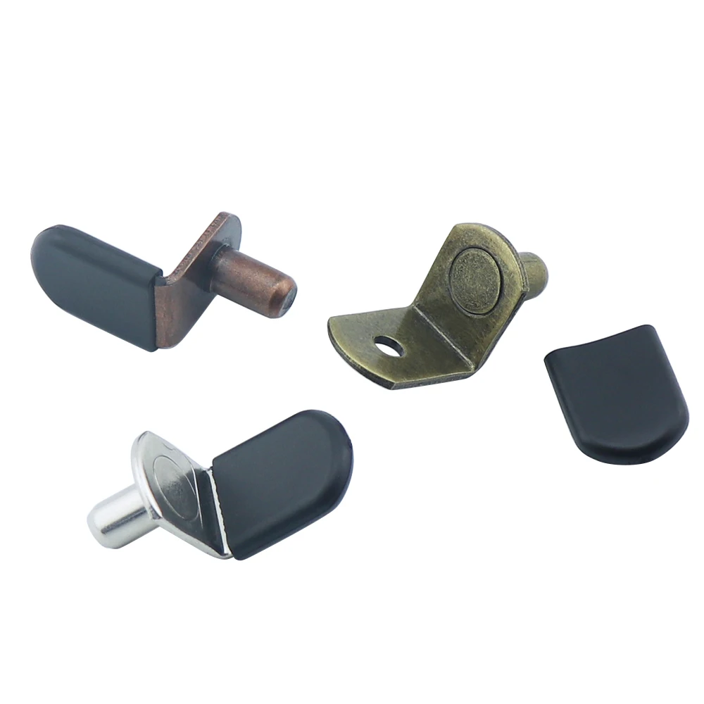 

20Pcs/Lot Furniture Cupboard Shelf Support L Bracket Style Pin Peg Cabinet Book Shelves Holder Rubber Sleeve Nickel Red Bronze