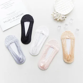 

2 Pairs Non-slip Invisible Short-Socks Breathable Kawaii Cotton Summer Lace Boat Socks Breathable Women's Harajuku Ankle Socks