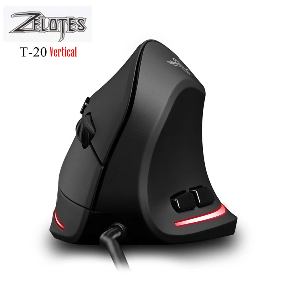 ZELOTES T20 Vertical Gaming Mouse 3200 DPI 6 Buttons Rechargeable Games Mice 4 Gears USB Wired RGB Optical for PC Laptop | Компьютеры и