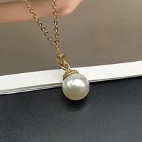 שרשרת תליון מראה קיץ מגניבה עם פנינה מדמה לנשים, תכשיטי צוואר אופנתיים בסיטונאות ובמשלוח ישיר 4