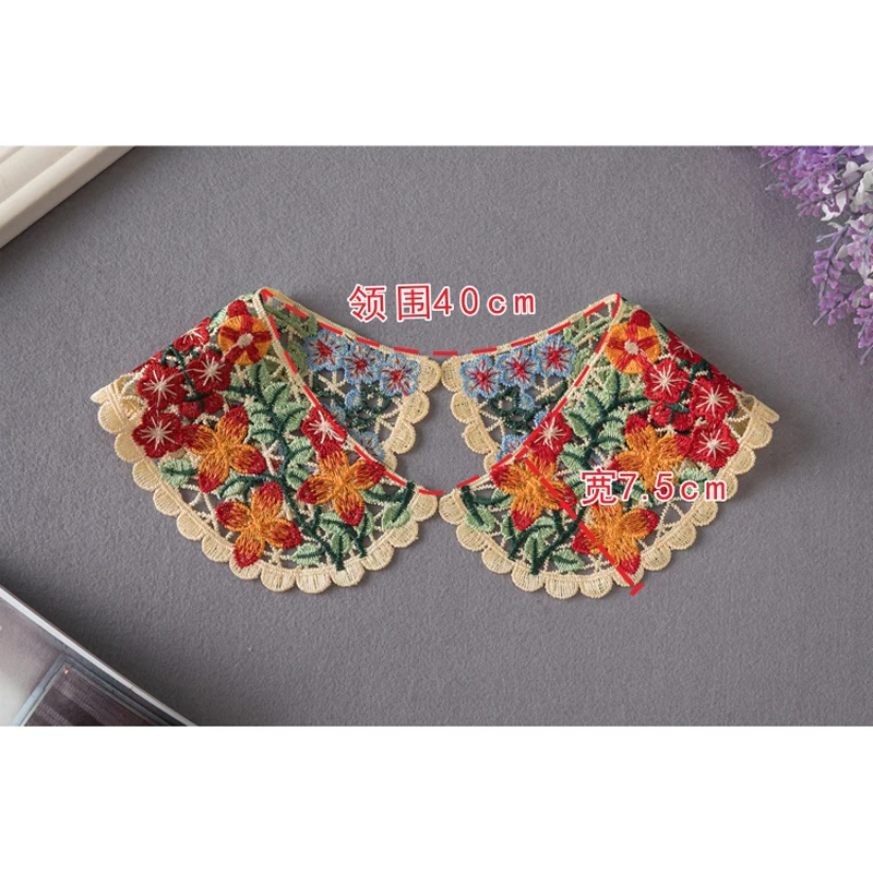 1 쌍 수 놓은 가짜 Neckline 칼라 DIY 여성 Applique 바느질 용품 아프리카 Guipure 레이스 원단