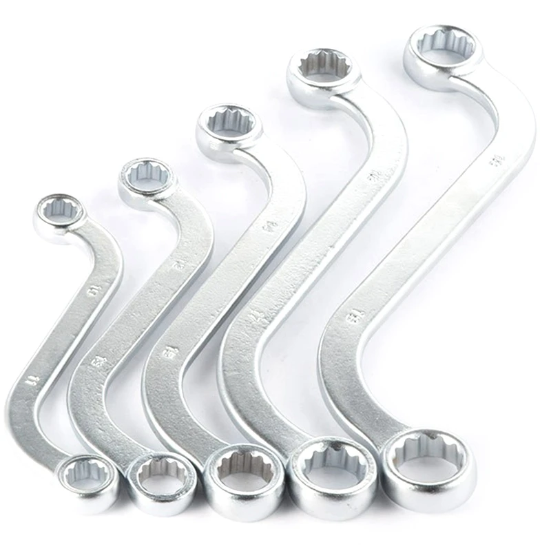 

5Pcs S Type Double End Ring Wrench Set 10-19mm Stainless Steel