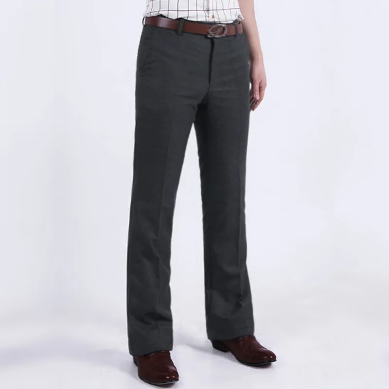 Men's Suit pants Micro-elastic FIared pants Men's Autumn and Winter Thick Business casual Woolen Straight Wide-leg trousers