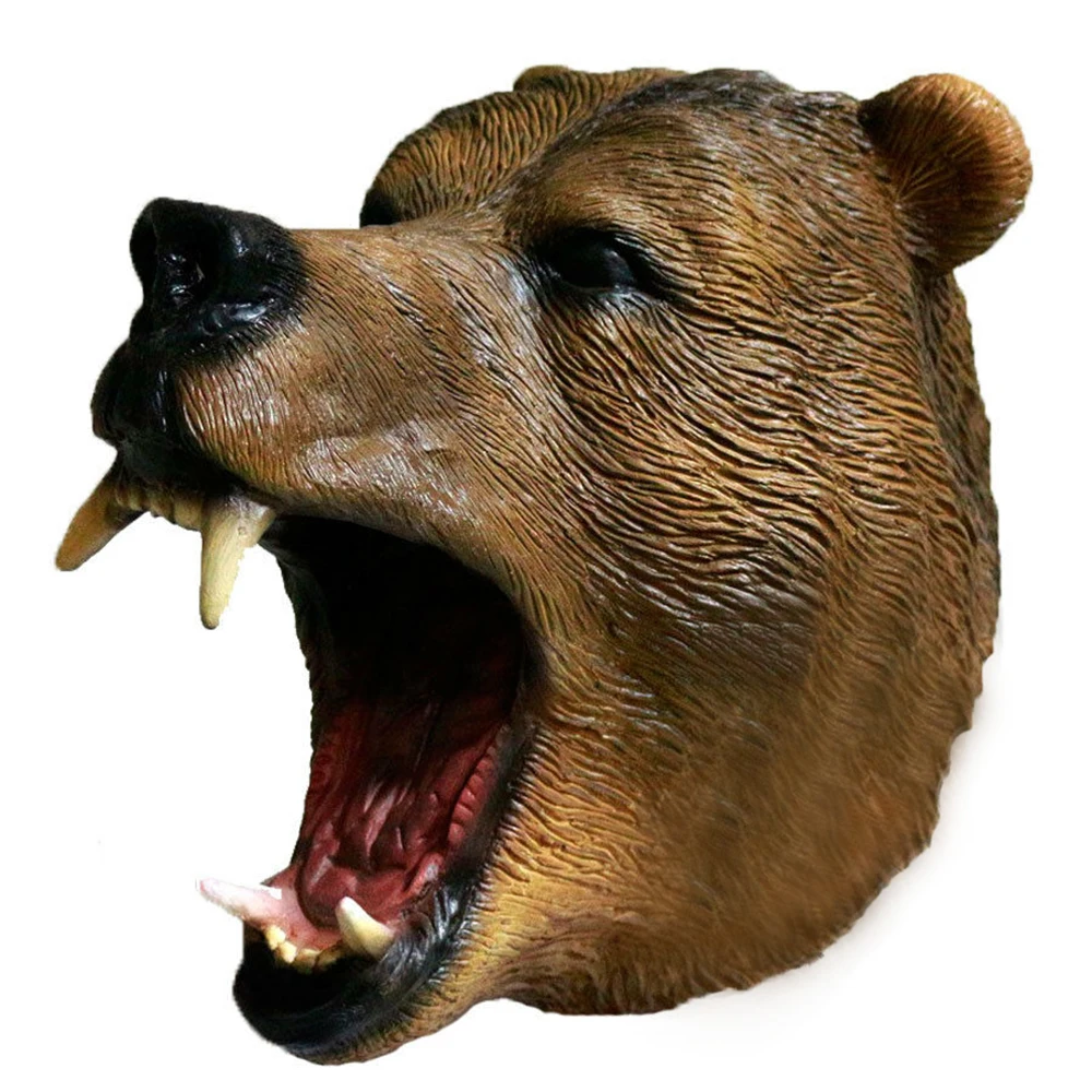 Grizzly Bear Latex Mask Wild Forest Animal Brown Bears Mask Fancy Dress