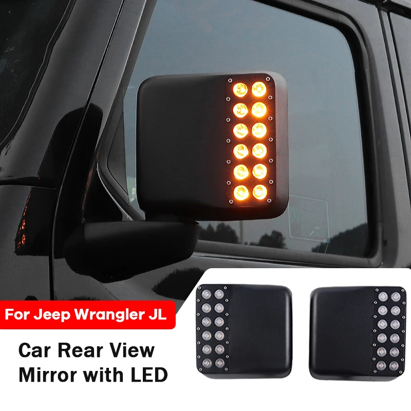 Car Rear View Mirror Shell Left Right With Led Turn Signal Lights For Jeep  Wrangler Jl 2018-2023 Side Mirror Cover - Mirror & Covers - AliExpress