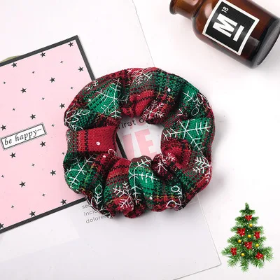 Red Green New Рождественские резинки для волос для женщин и девочек, большие круглые резинки для волос, галстуки, держатель для конского хвоста, праздничные тканевые аксессуары для волос - Цвет: Red Green New