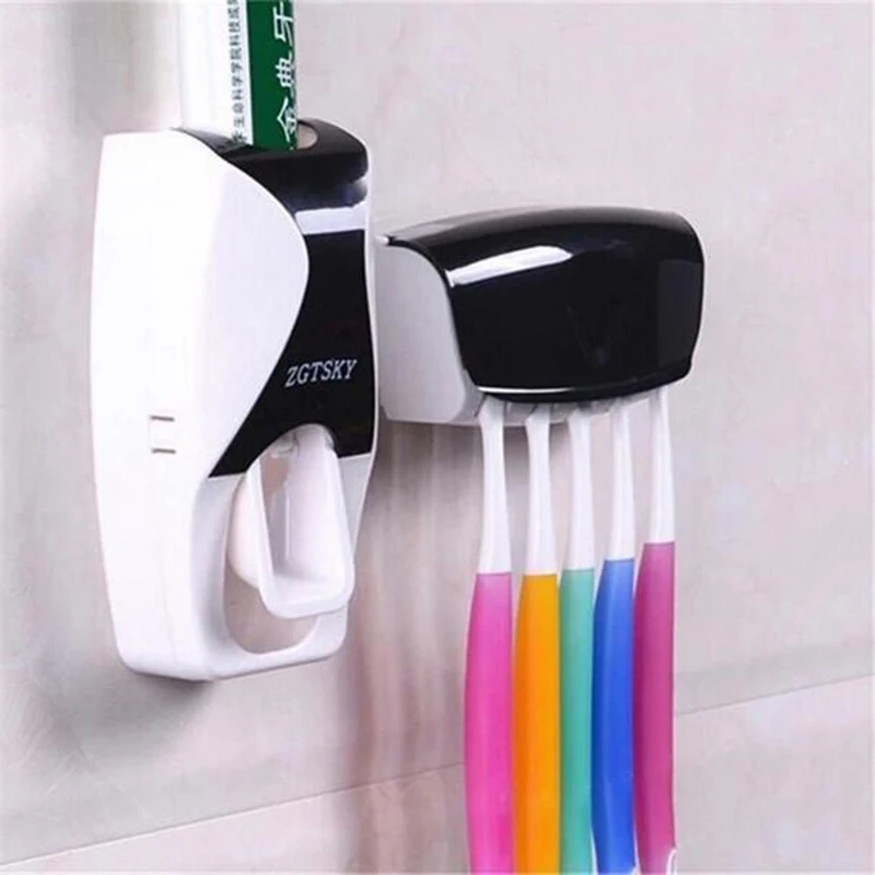 

Automatic Lazy Toothpaste Dispenser 5 Toothbrush Holder Squeezer Bathroom Shelve Accessories