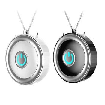

2 set Air Purifier Wearable Air Purifier Necklace USB Air Cleaner Personal Negative Ion Generator-White & Black