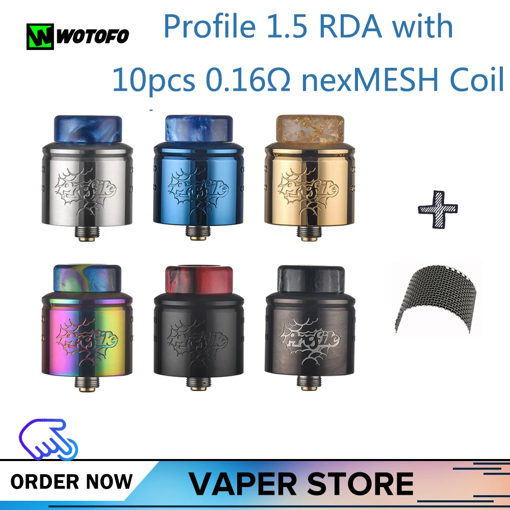 Оригинальный атомайзер Wotofo 1 5 RDA с 10 шт. катушка nexMESH 0 16 Ом 3/0 15/0 электронная