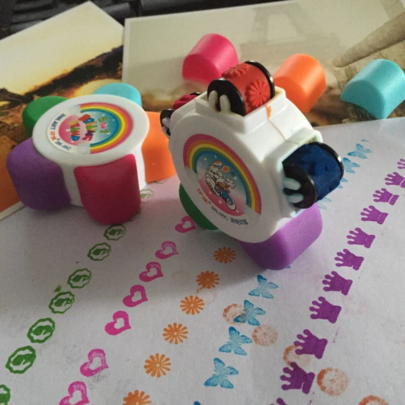 Детские игрушечные печати для рисования Детские штампы сливы ролик печати для детей Скрапбукинг DIY живопись дошкольного головоломки Канцелярские штампы подарки