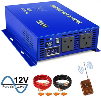 

2000W Peak 1000w Continues Pure Sine Wave Inverter 12V 220V DC TO AC With Remote Control Off-grid Solar power Inverters