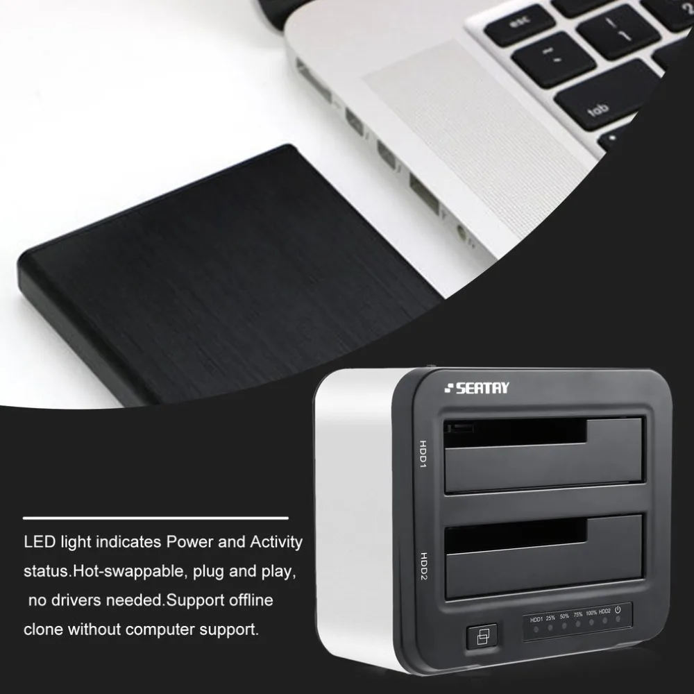 Профессиональный Чехол для жесткого диска SEATAY 2,5 дюйма 3,5 дюйма USB 3,0 SATA HD622 док-станция для HDD с европейской вилкой