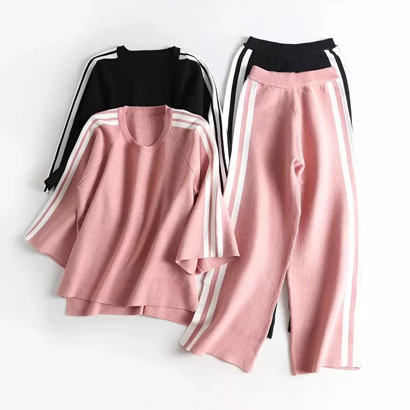 

Lxw-xw292 WOMEN'S Dress New Products pin tiao Sweater + Loose Pants Set