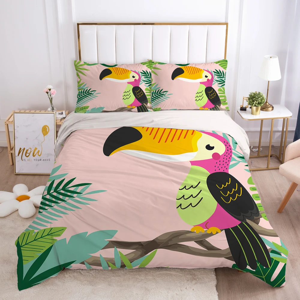 

2/3pcs Duvet cover set pillow case Bedding set Queen King Euro Bed linens 220x240 140x200 240x260 Bed set Eastey nordic bird