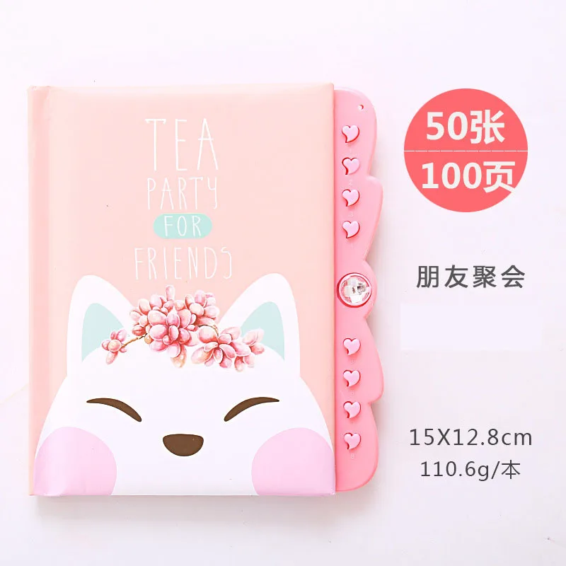 Kawaii бумажный блокнот с замком, органайзер с рисунком кота и медведя для мальчиков и девочек, личный дневник для путешествий, дневник, записная книжка, канцелярские принадлежности - Цвет: style 02