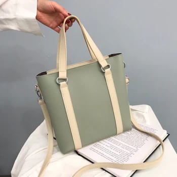 

Leisure Soft Pu Leather Handbag Big Women Bag Solid Color Casual Female Bags Trunk Tote Famous High Capacity Shoulder Bag