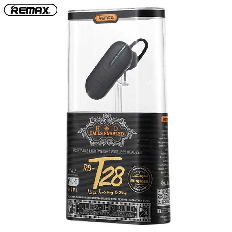 New REMAX RB T28 High Fidelity Stereo Noise Handsfree Wireless Bluetooth Business Headset Stereo Noise Reduction Outdoor Sports