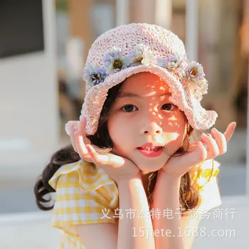 

Korean-style New Style Parent and Child Straw Hat Baby GIRL'S Hat Topee Spring Summer Children's Hat Baby Straw Hat Flower Folda