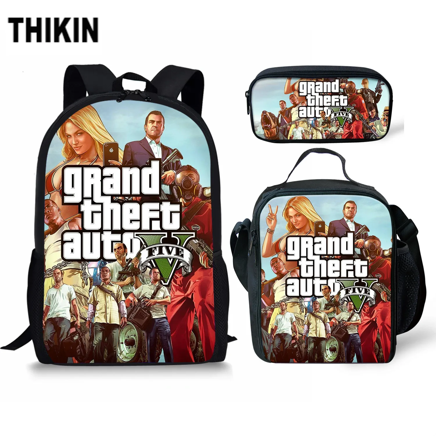 ThiKin Grand Theft, детская школьная сумка с автоматической печатью, GTA, школьный рюкзак, популярная игра для девочек и мальчиков, школьные повседневные сумки для книг - Цвет: As Picture